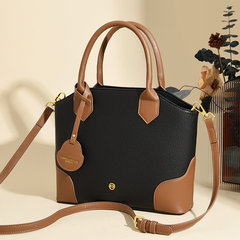 Classic Contrast-Trim Top-Handle Crossbody Bag