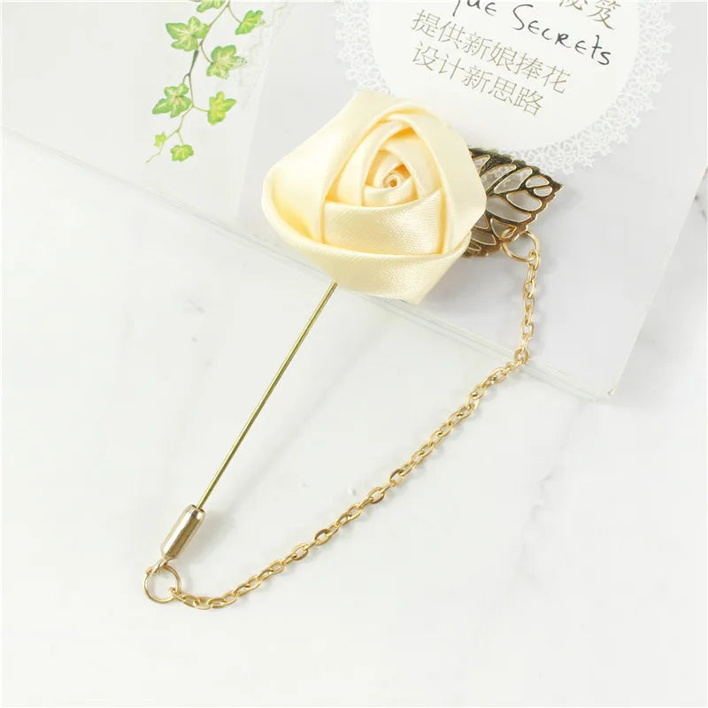 YO CHO Groom Boutonniere Corsage Pins Wedding Silk Flower Groomsman Boutonnieres Buttonhole Wedding Flowers Marriage Accessories