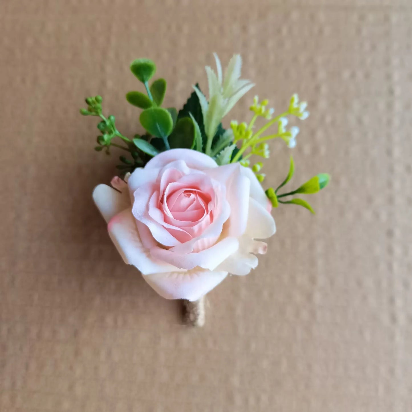 Beige Boutonnieres Flowers Artificial Roses Silk White Corsage Buttonhole Groomsmen Boutonniere for Men Wedding Accessories