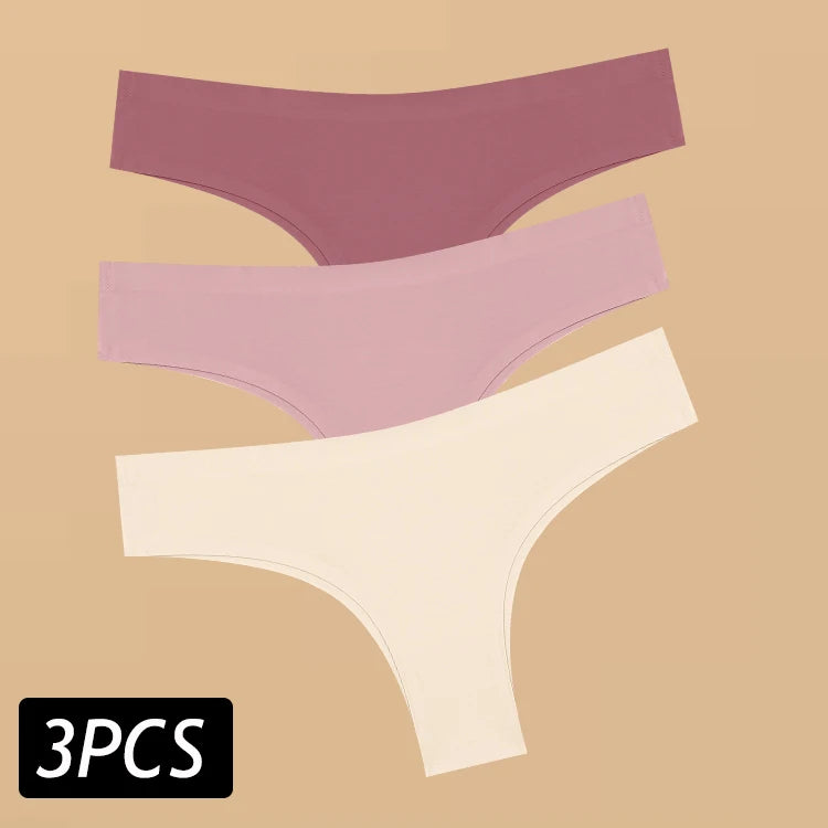3PCS Women's Ultra-thin Seamless Panties Sexy Low Rise Brazilian Panties Ice Silk Underwear Sexy Panty Low Waist G-string Female