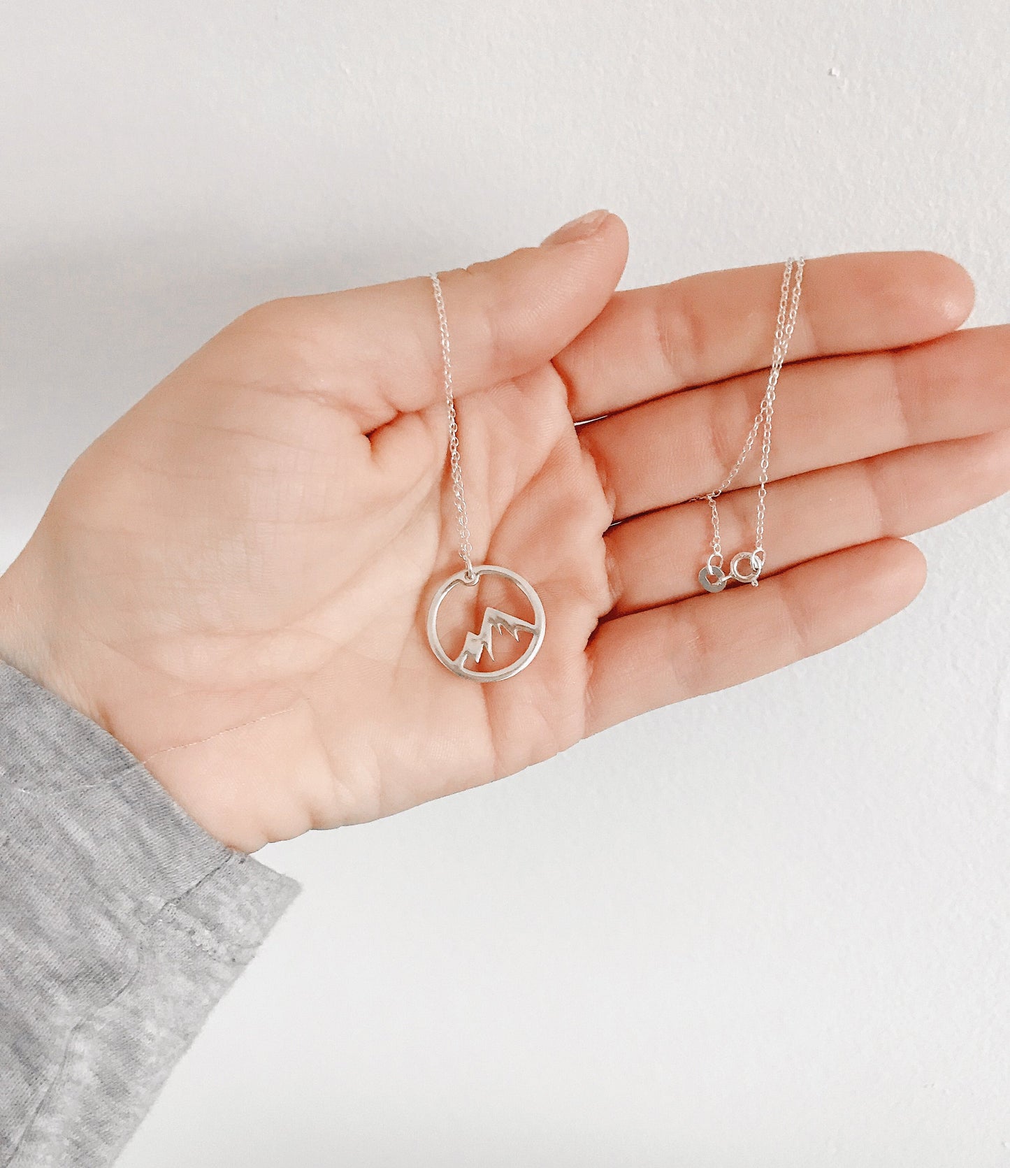 Silver Mountain Necklace – Minimalist Sterling Silver Pendant, Nature-Inspired Jewelry for Women