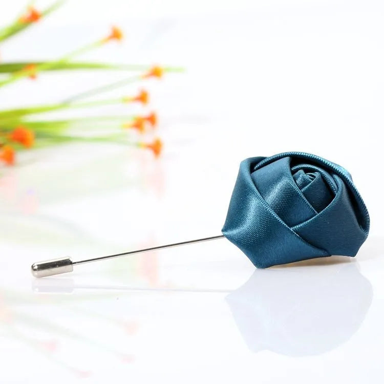 Men Boutonnieres for Wedding Groom Corsage Lapel Pins Ribbon Roses Flower Mensuit Buttonhole Brooch Marriage Accessories