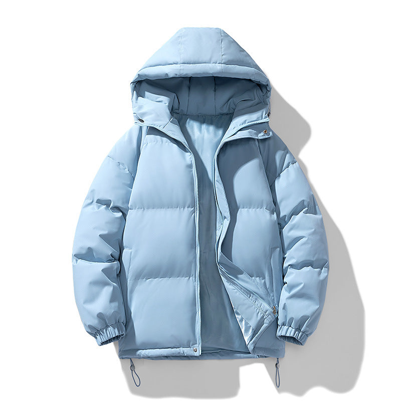 Men’s Hooded Puffer Jacket - Solid Colour Winter Coat