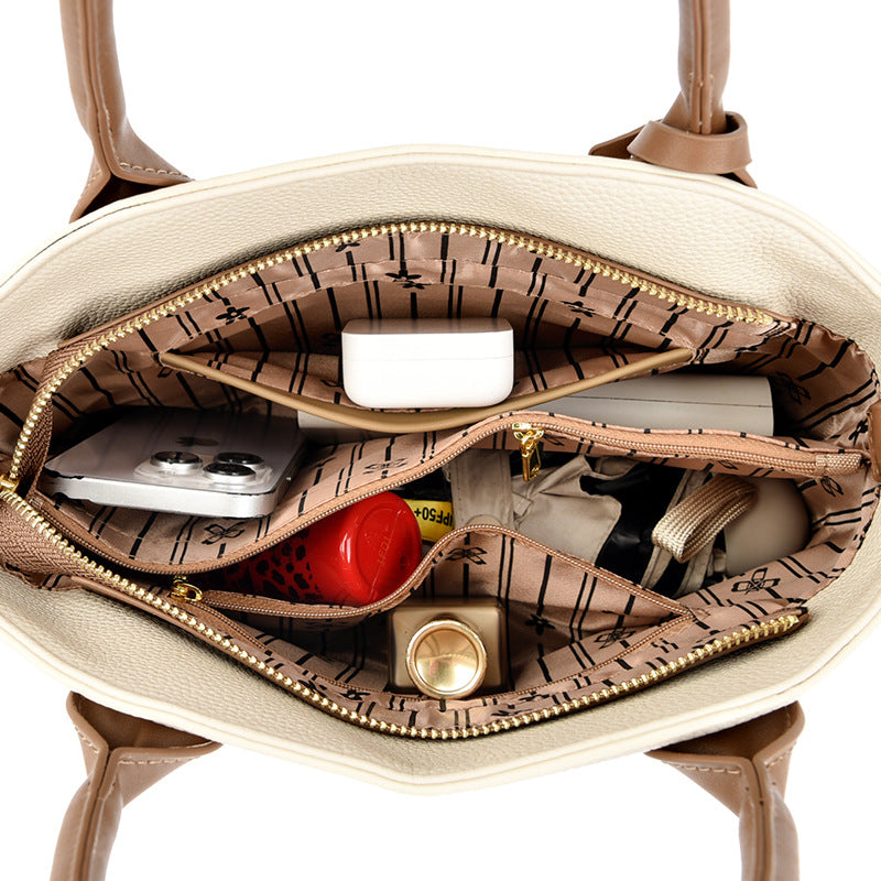 Classic Contrast-Trim Top-Handle Crossbody Bag