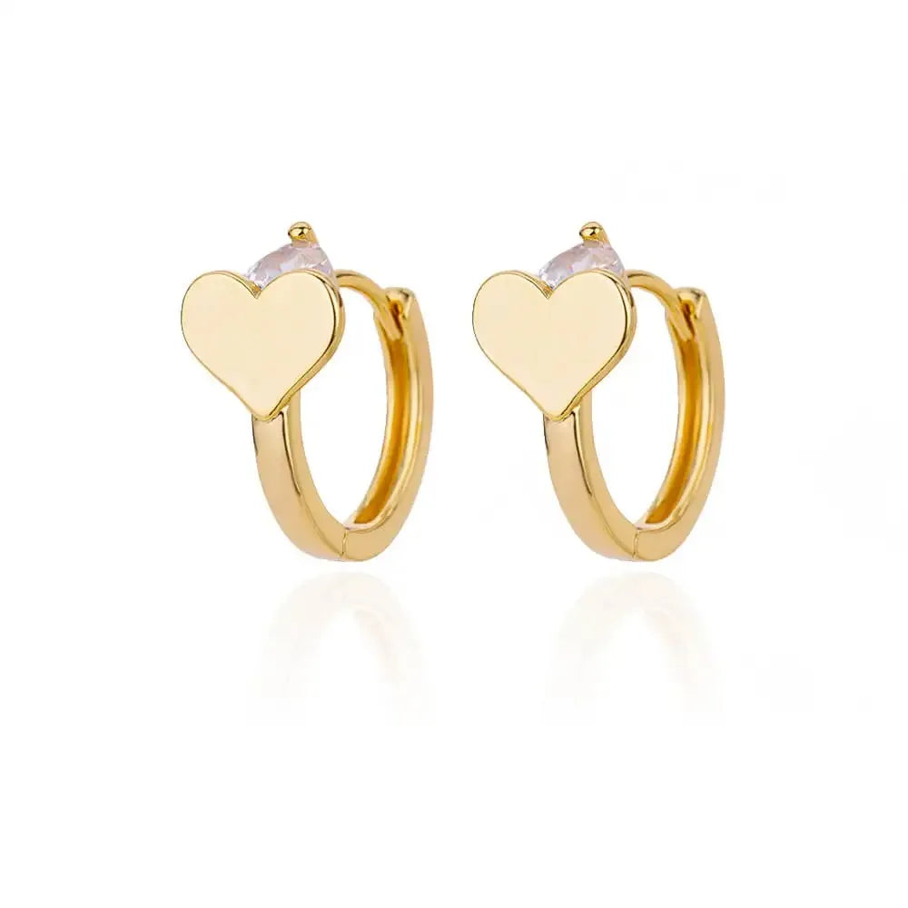 Hollow Zircon Heart Earrings – Gold Stainless Steel Luxury Jewelry for Women