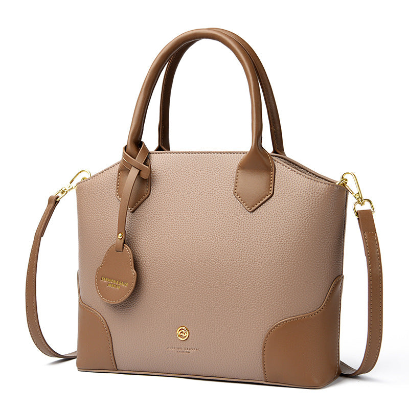 Classic Contrast-Trim Top-Handle Crossbody Bag