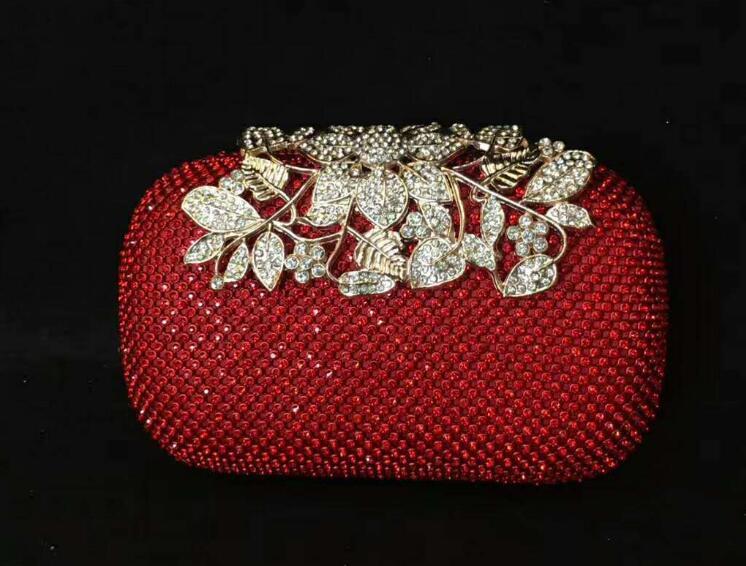 Women's Crystal Floral Rhinestone Evening Clutch Bag