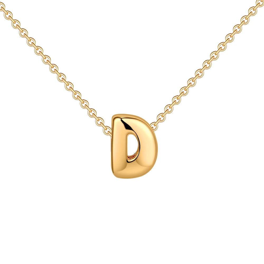 Dainty Mini Bubble Letter Necklace Gold Plated Balloon Initial Tiny Small Pendent Necklaces for Women Jewelry Teen Girls Gifts