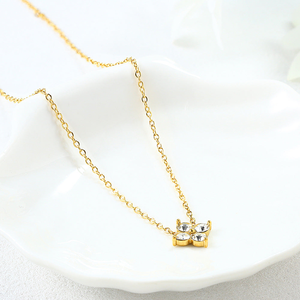 French Baby's Breath Crystal Jewelry Set – Necklace, Bracelet & Stud Earrings