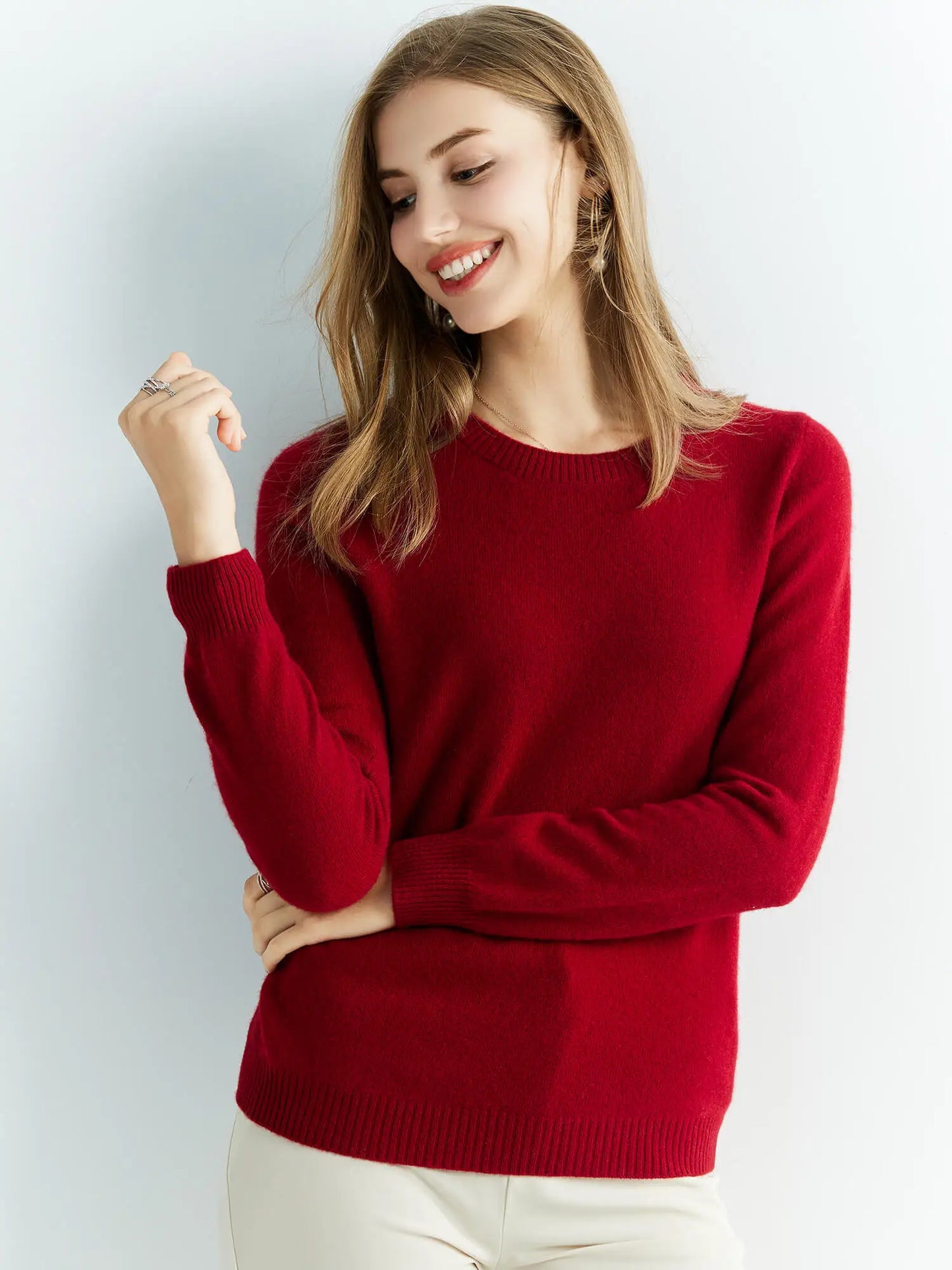 100% Merino Wool Cashmere Sweater – Women’s O-Neck Vintage Knit Pullover | Autumn & Winter Luxury Jumper