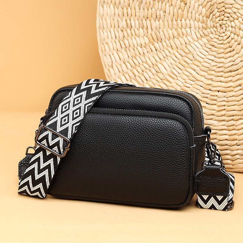Genuine Leather Crossbody Bag – Litchi Pattern Shoulder Bag