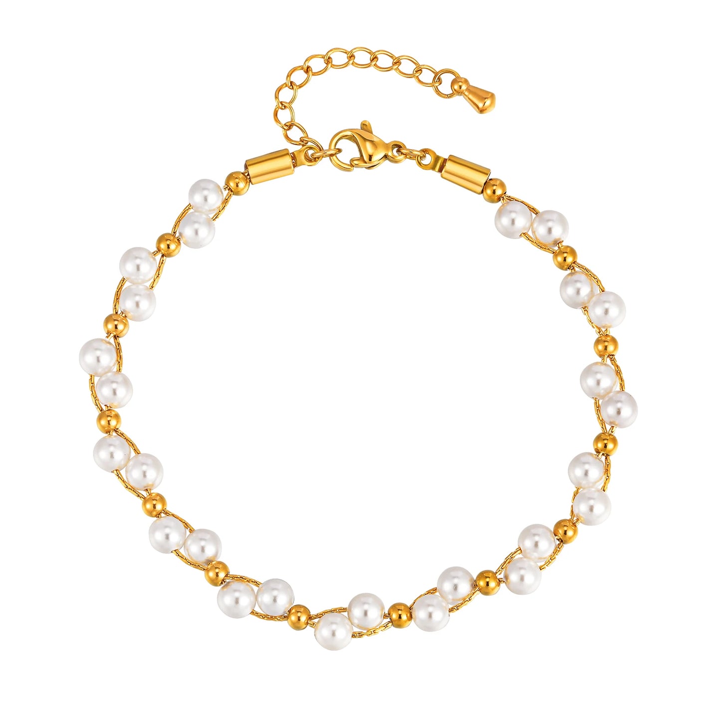 18K Gold Plated Bead Bracelet – Light Luxury Stainless Steel Chain Jewelry for Women | Everyday Elegant Gift