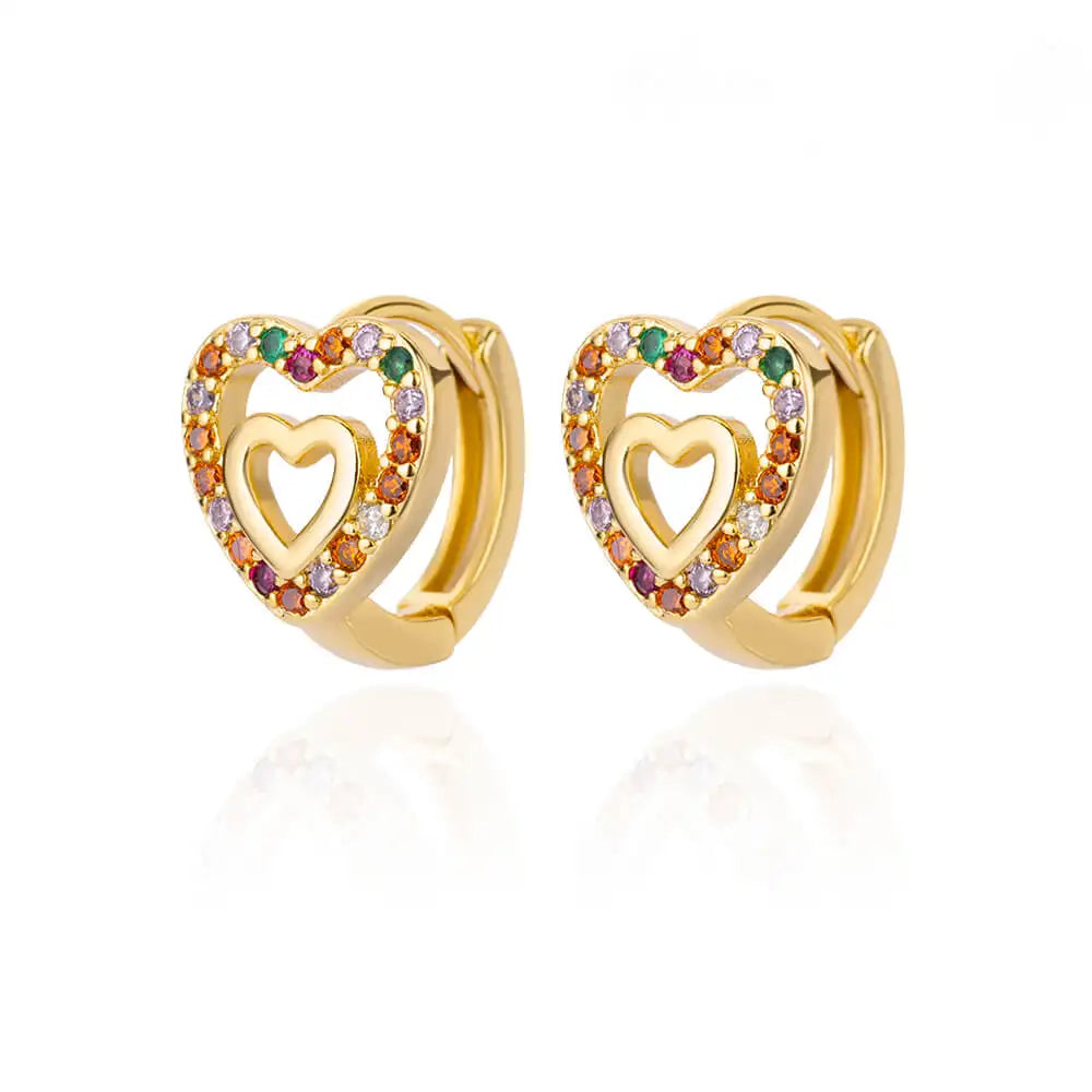Hollow Zircon Heart Earrings – Gold Stainless Steel Luxury Jewelry for Women