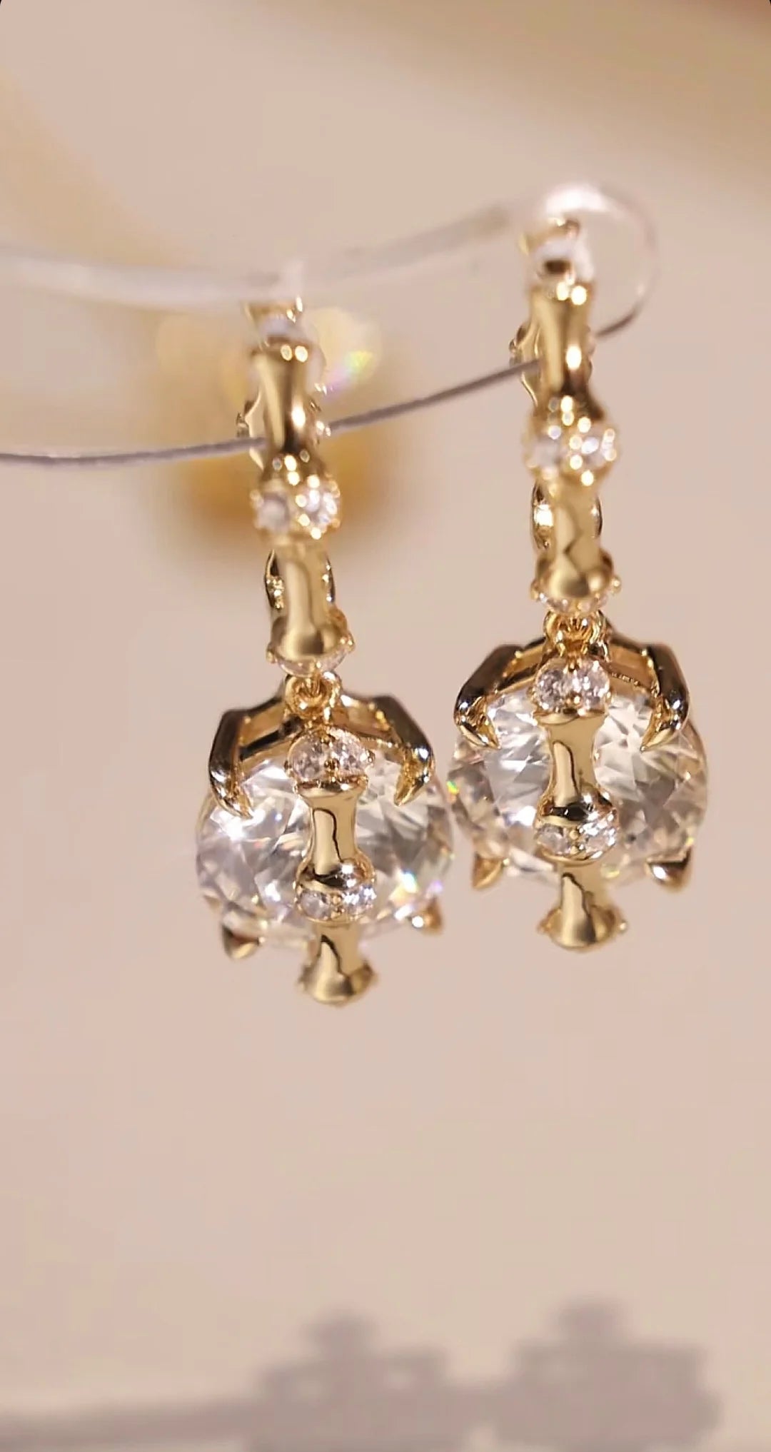 BELLUX Bamboo Design 925 Silver Drop Earrings – Four-Claw Synthetic Zircon White Diamond Shine | Elegant Anniversary Jewelry for Women