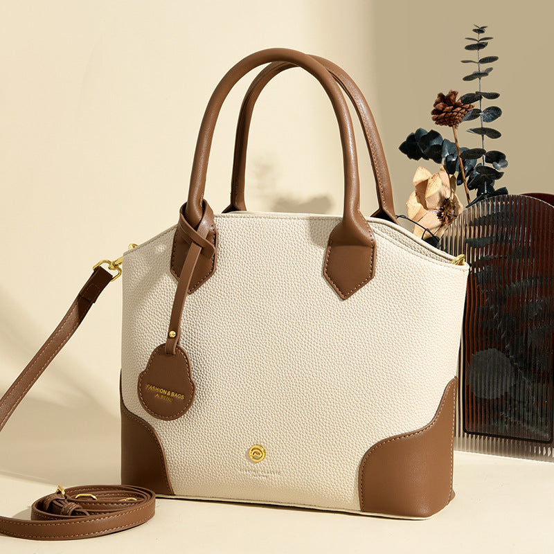 Classic Contrast-Trim Top-Handle Crossbody Bag