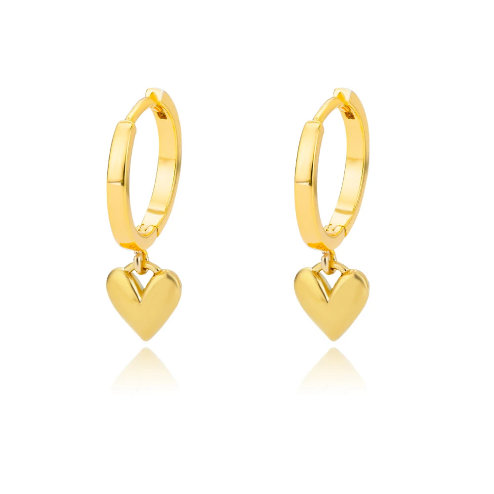Hollow Zircon Heart Earrings – Gold Stainless Steel Luxury Jewelry for Women