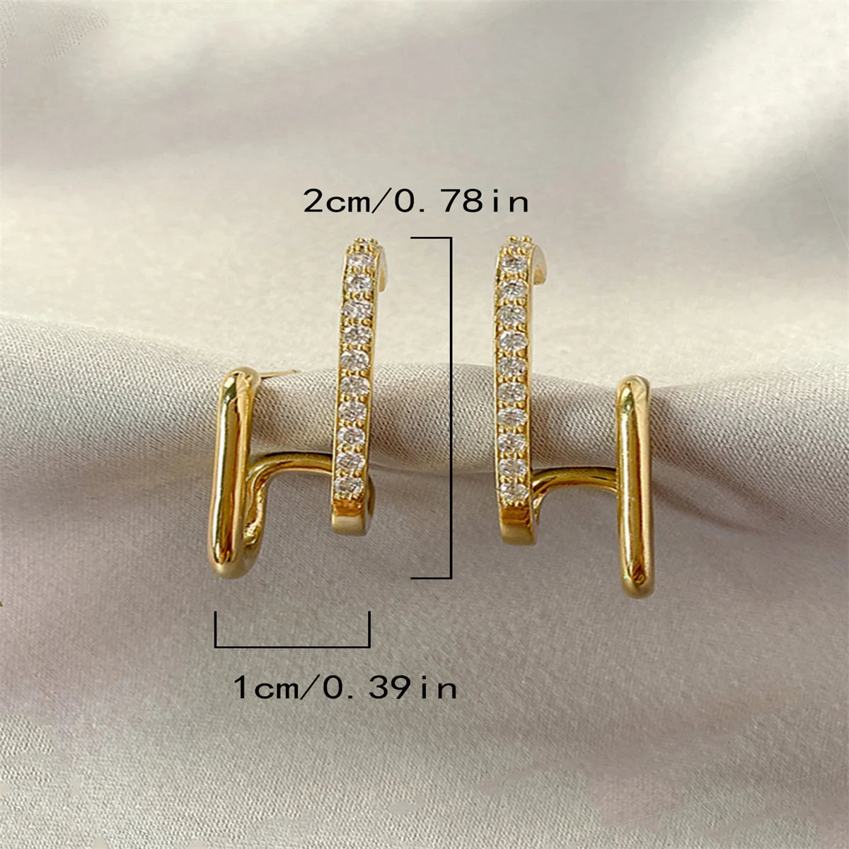 Irregular U-Shaped Gold Earrings – Luxury Crystal Jewelry for Women | Wedding & Party Accessories