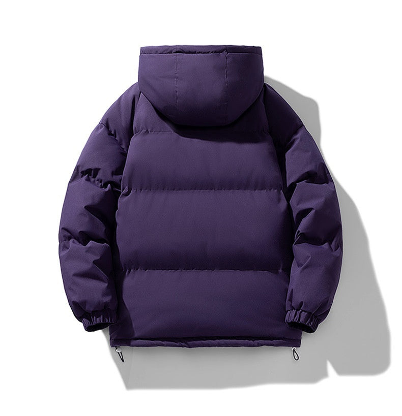 Men’s Hooded Puffer Jacket - Solid Colour Winter Coat