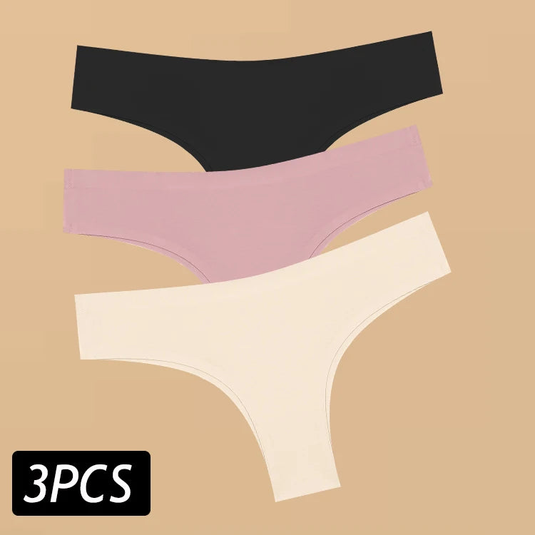 3PCS Women's Ultra-thin Seamless Panties Sexy Low Rise Brazilian Panties Ice Silk Underwear Sexy Panty Low Waist G-string Female