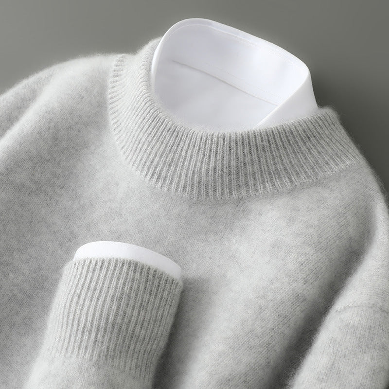 Men’s Wool Sweater – Half-Turtleneck & Crew Neck | Winter Loose-Fit Pullover