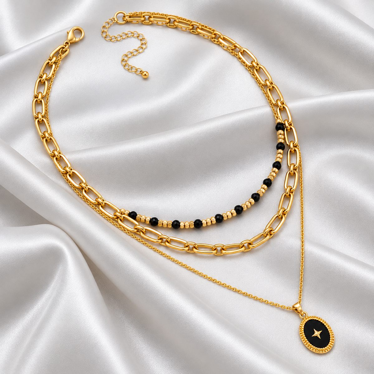 Black Star Layered Necklace