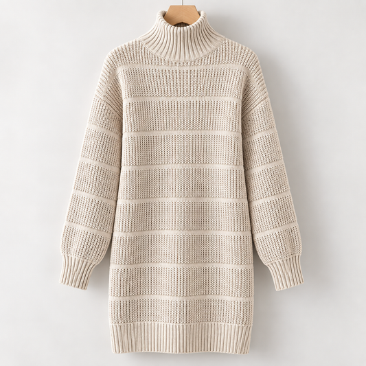 Textured-Knit Mini Sweater Dress