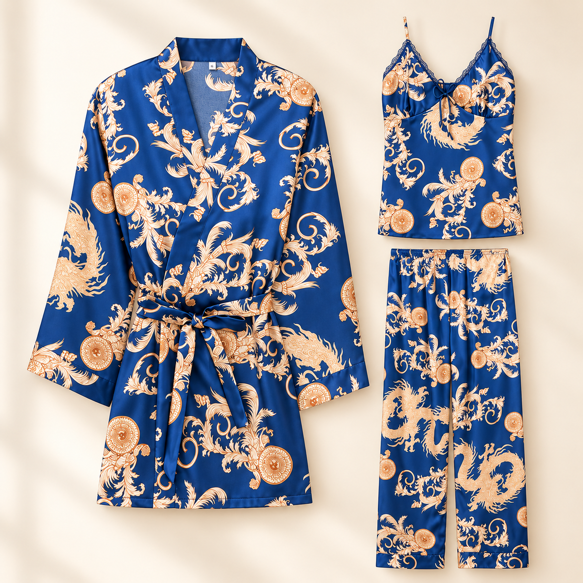 Ornate Satin Trio Set